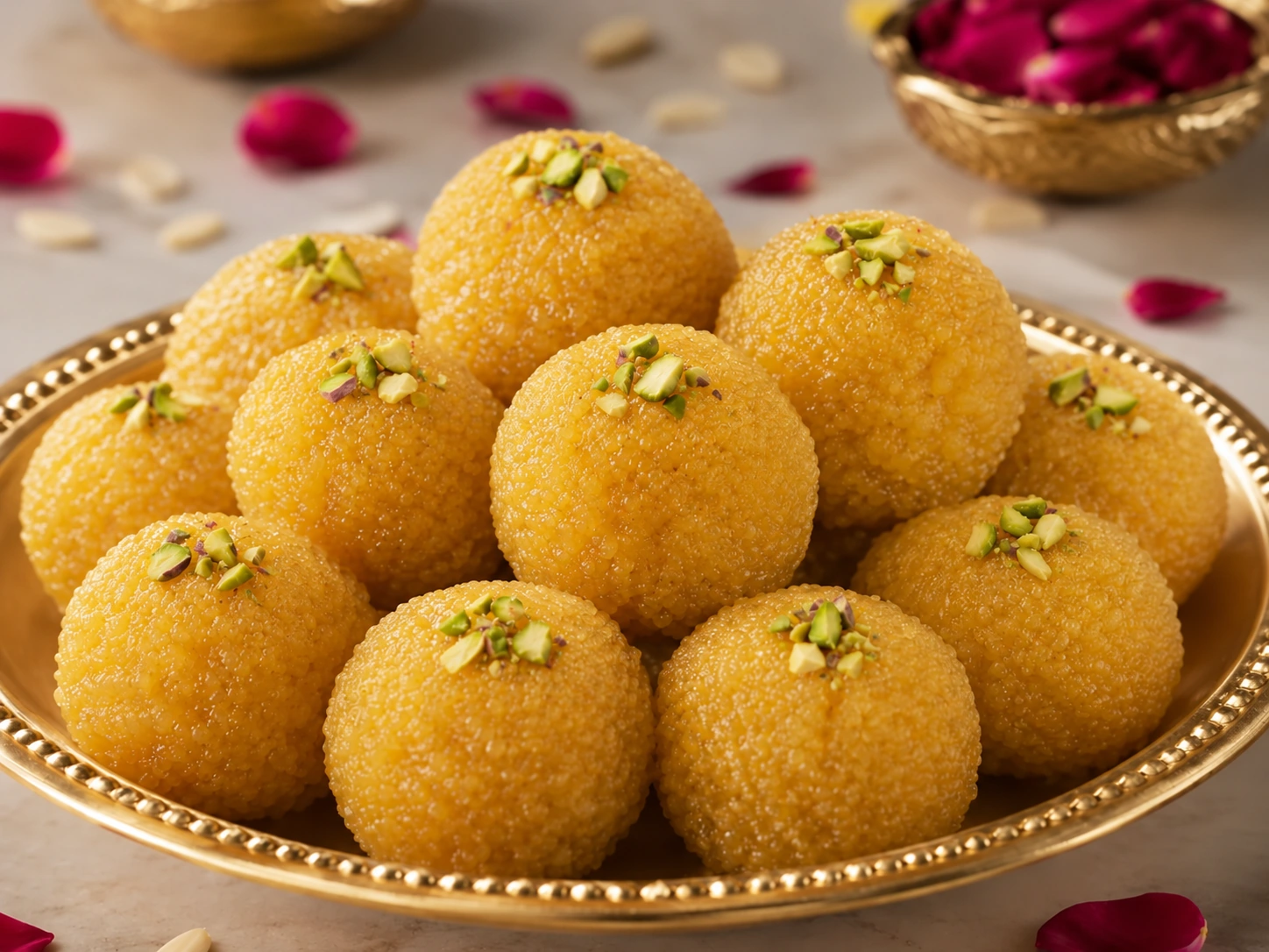 Golden Motichoor Ladoo